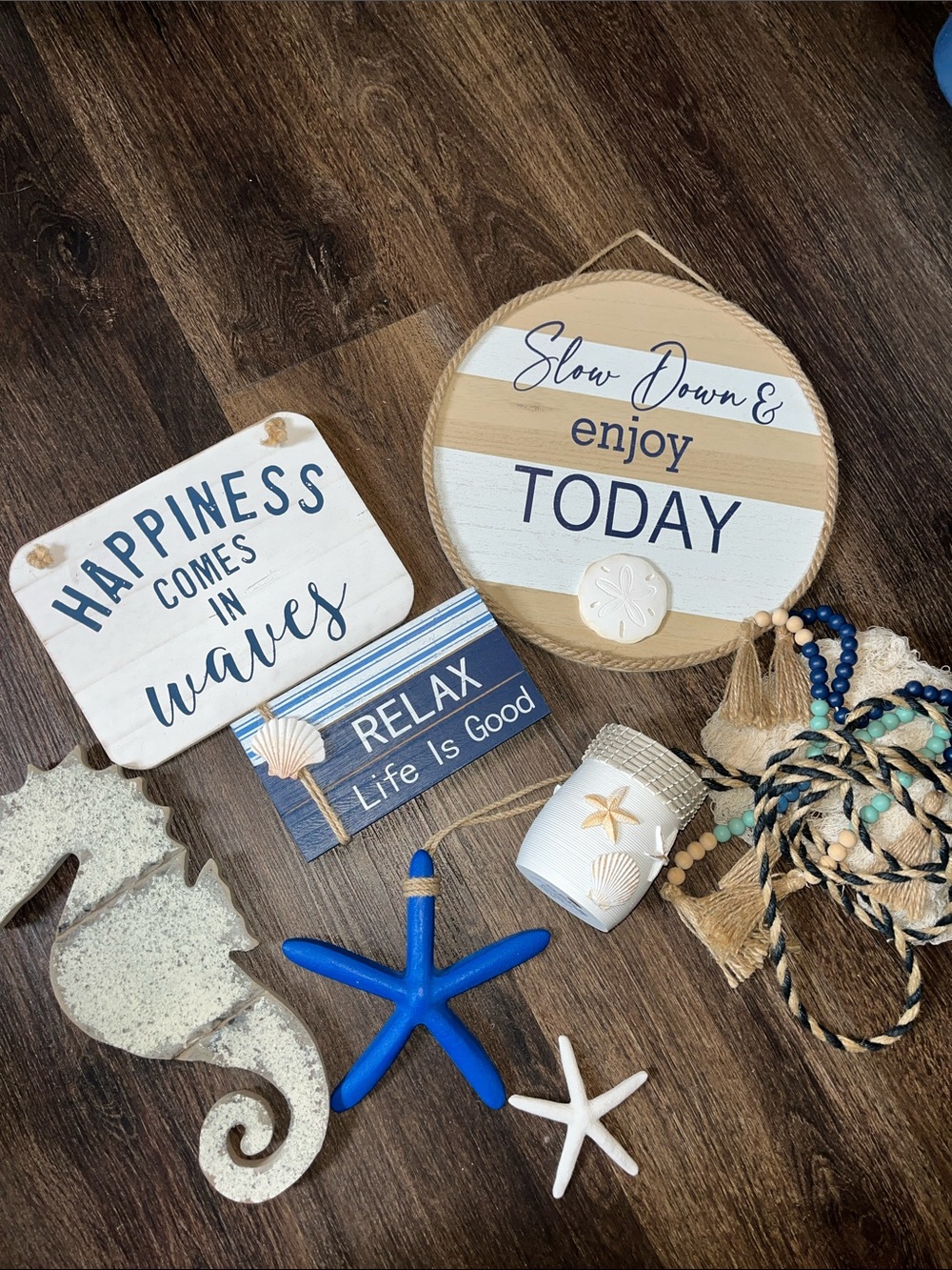 Coastal Blue & White Wall Sign Set